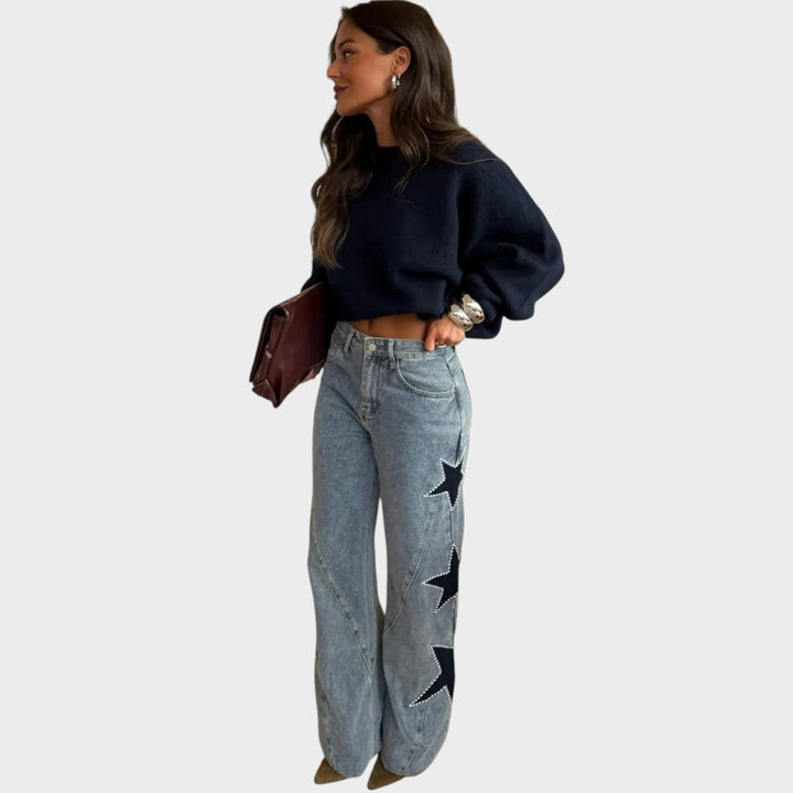 Yolanda | Jean con Apliques de Estrellas y Tiro Alto