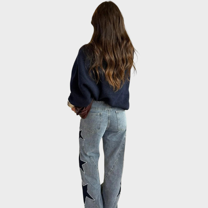 Yolanda | Jean con Apliques de Estrellas y Tiro Alto