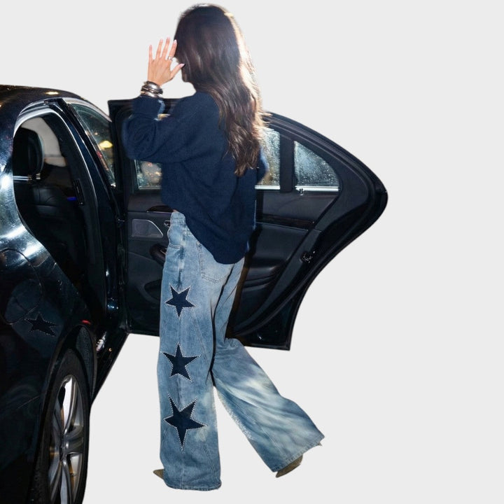 Yolanda | Jean con Apliques de Estrellas y Tiro Alto