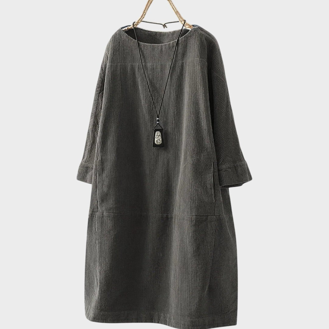 Delia | Vestido de Pana con Mangas 3/4