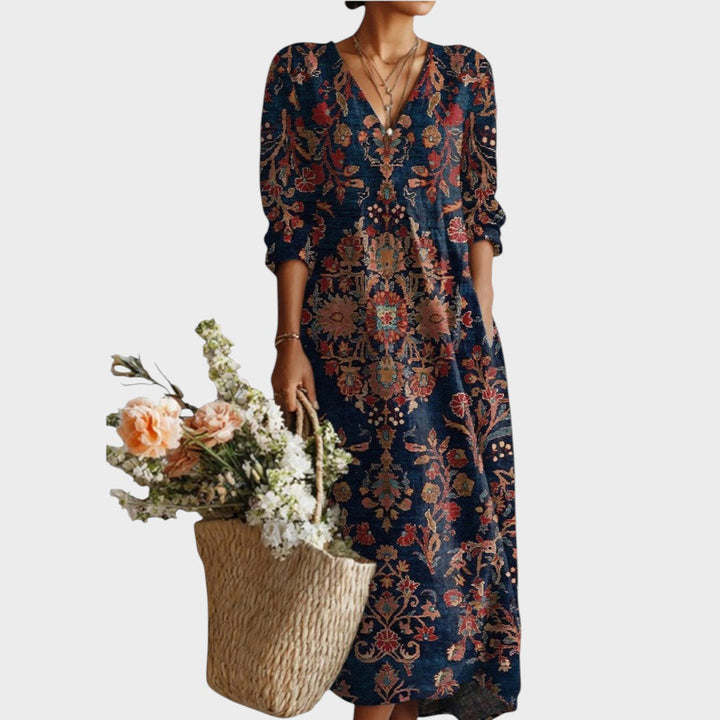 Rosalía | Vestido Midi con Estampado Floral Boho