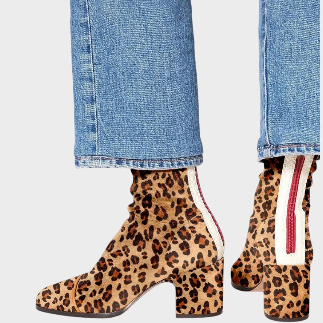 Tamara | Botas de Ante con Estampado Leopardo