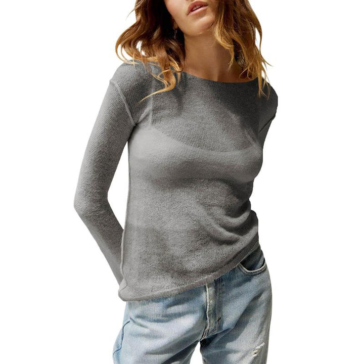 Mharla | Blusa de Manga Larga Transparente Ligera para Verano
