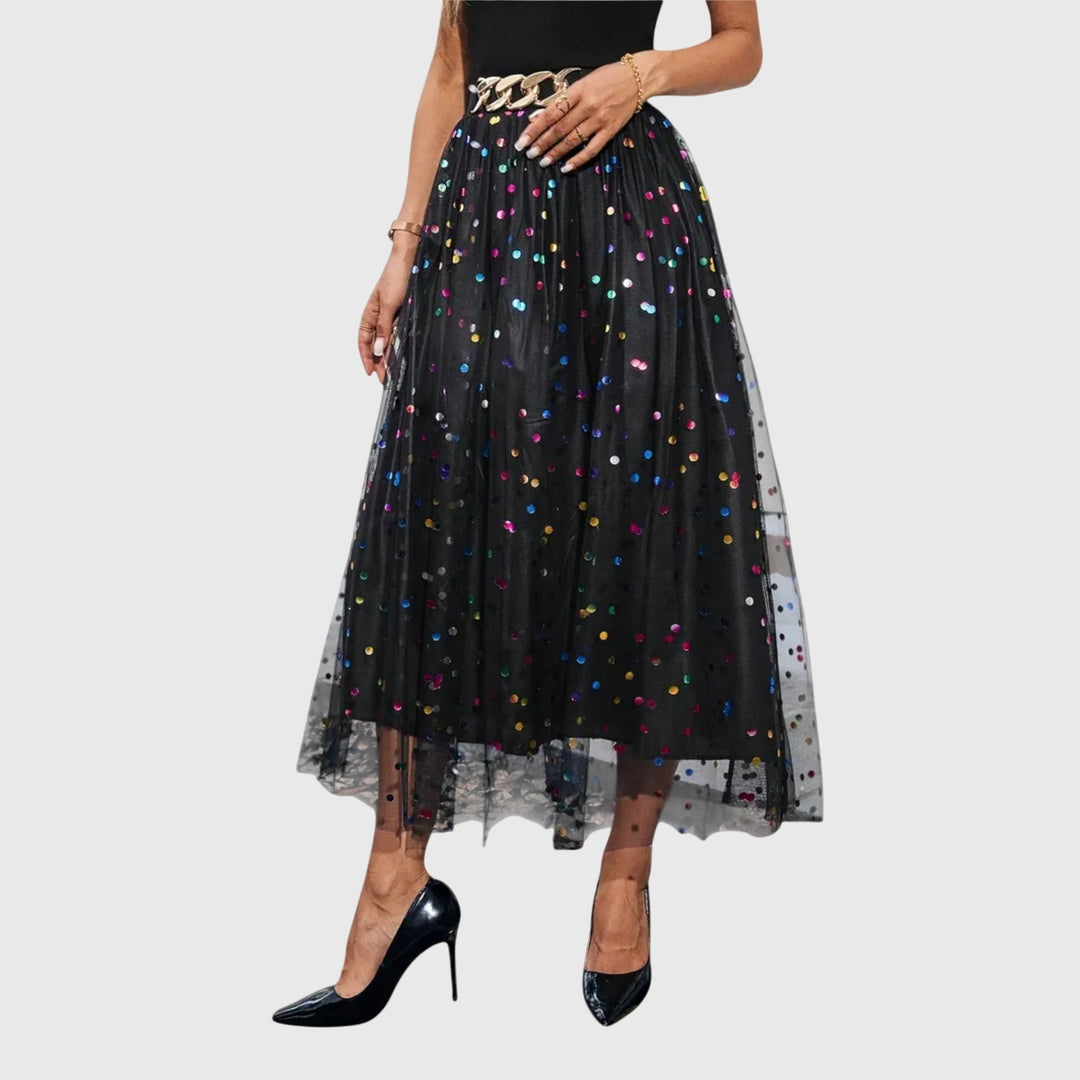 Mirta | Pollera Plisada con Brillos