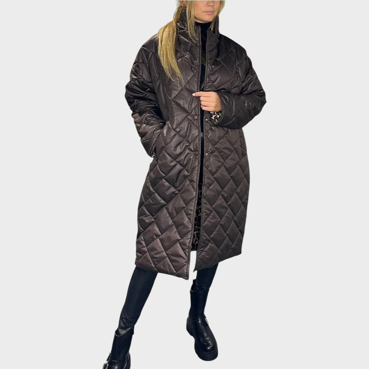 Paloma | Abrigo Reversible Acolchado con Forro Animal Print