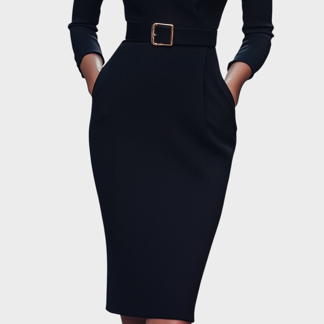 Delmira | Vestido Midi con Escote Envolvente y Cinturón