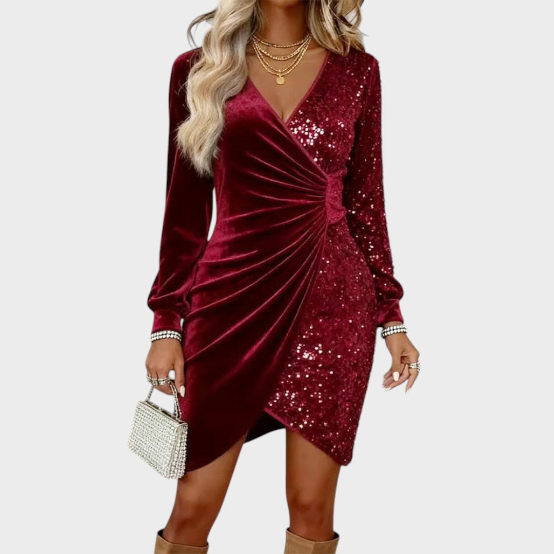 Brisa | Vestido de Fiesta con Brillos y Efecto Draped