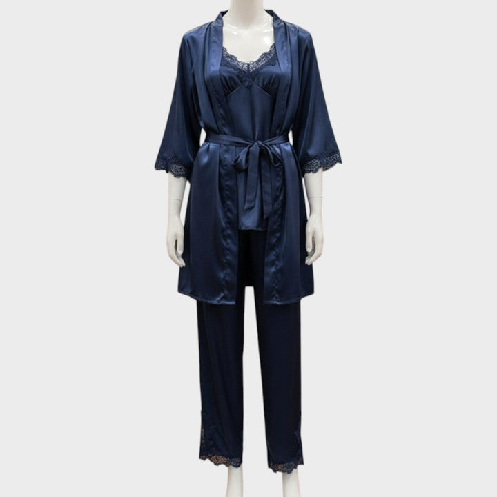 Rebecca | Conjunto de Pijama de 5 Piezas de Encaje Satinado