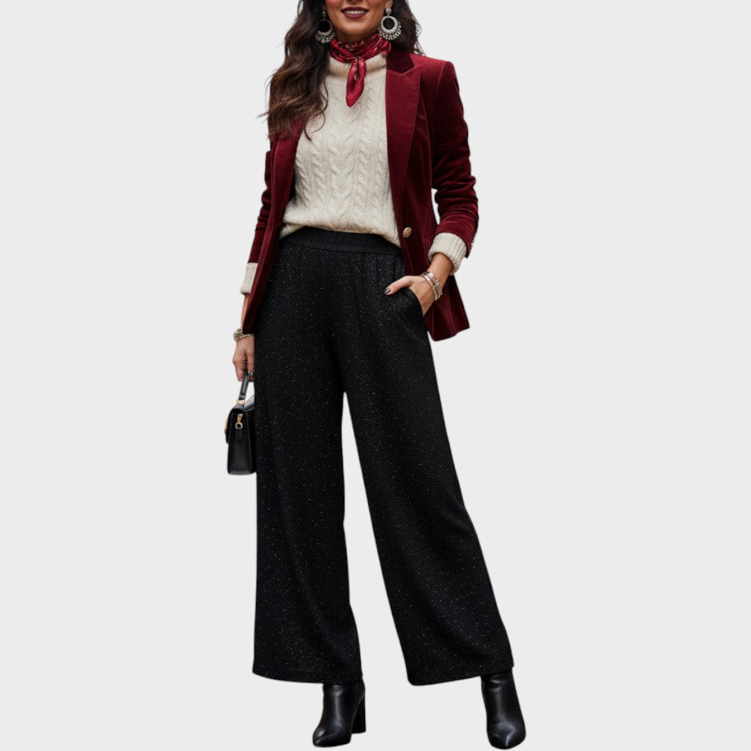 Patricia | Pantalón de Pierna Ancha con Brillos