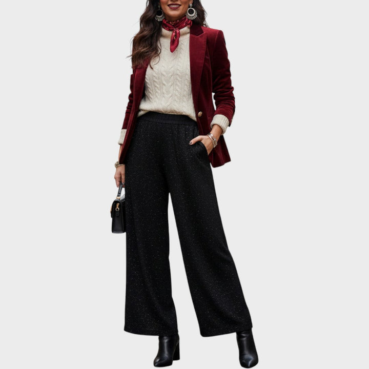 Patricia | Pantalón de Pierna Ancha con Brillos