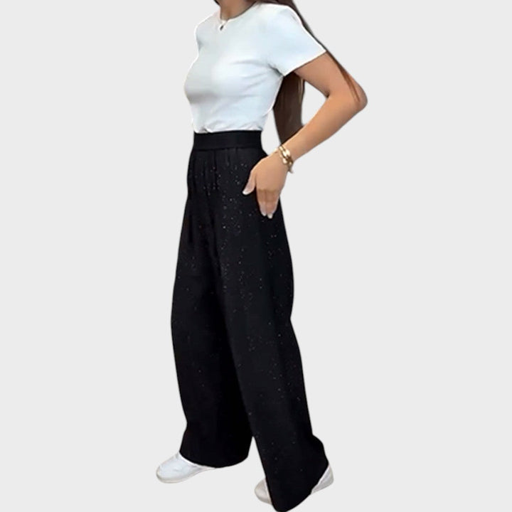 Patricia | Pantalón de Pierna Ancha con Brillos