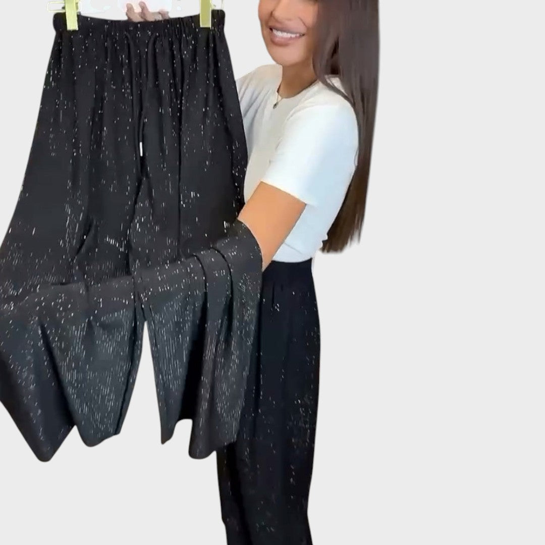 Patricia | Pantalón de Pierna Ancha con Brillos