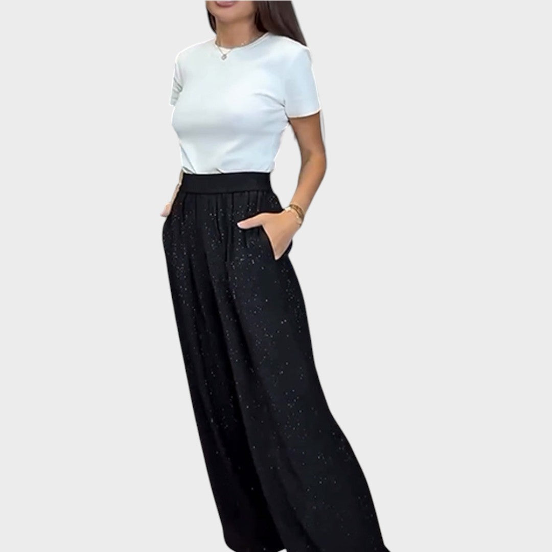 Patricia | Pantalón de Pierna Ancha con Brillos
