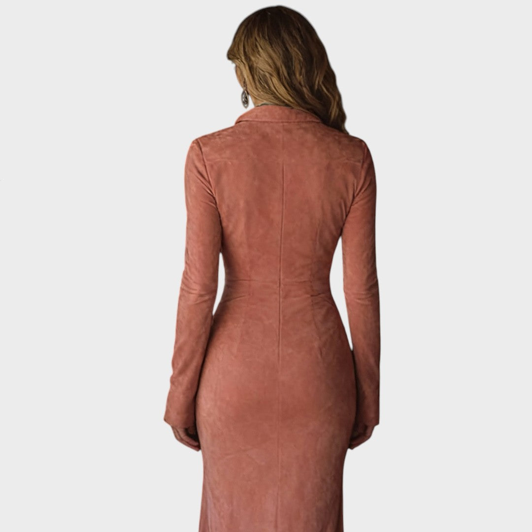Otilia | Vestido Largo de Ante con Flecos