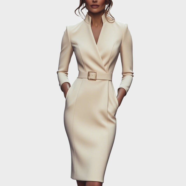 Delmira | Vestido Midi con Escote Envolvente y Cinturón