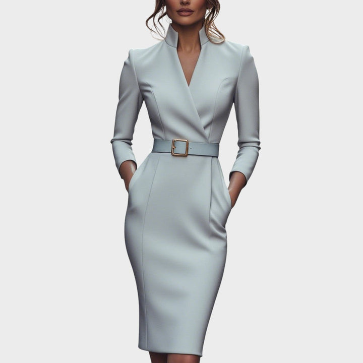 Delmira | Vestido Midi con Escote Envolvente y Cinturón