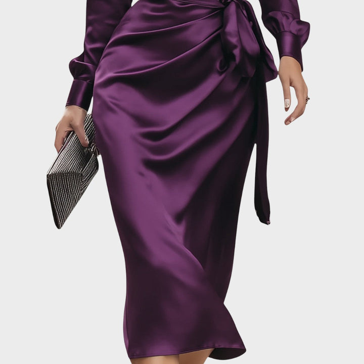 Severina | Vestido Midi Cruzado de Satén