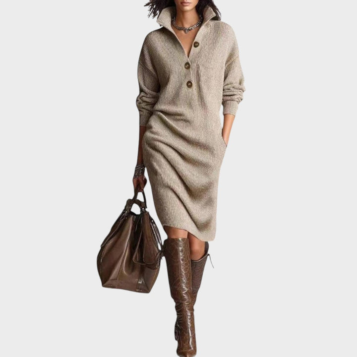 Aymará | Vestido Midi de Punto con Botones