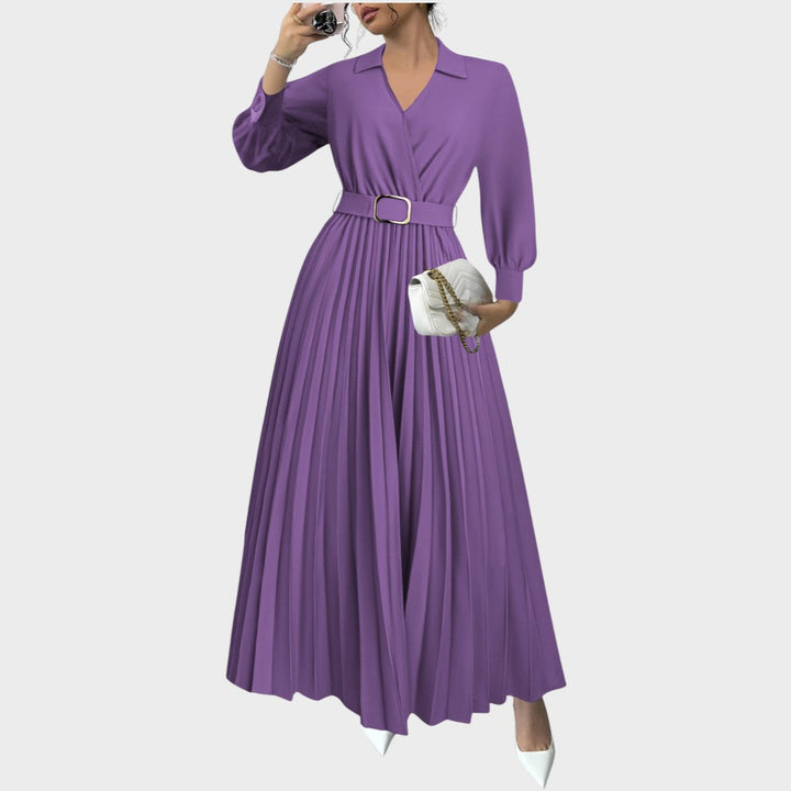 Celestina | Vestido Largo Plisado con Cinturón