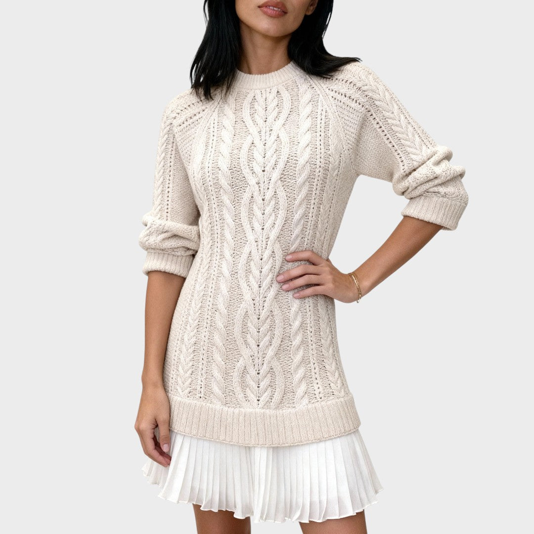 Connie | Vestido Suéter de Punto con Bajo Plisado