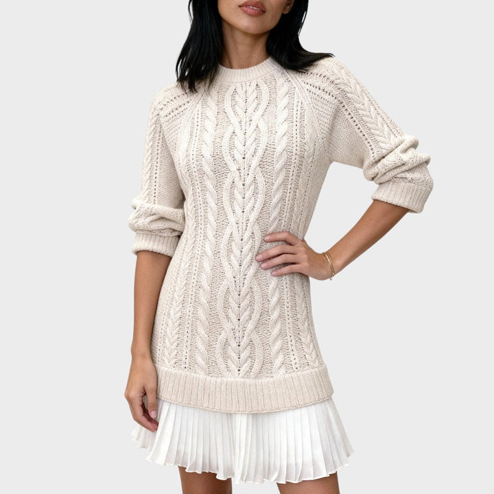 Connie | Vestido Suéter de Punto con Bajo Plisado