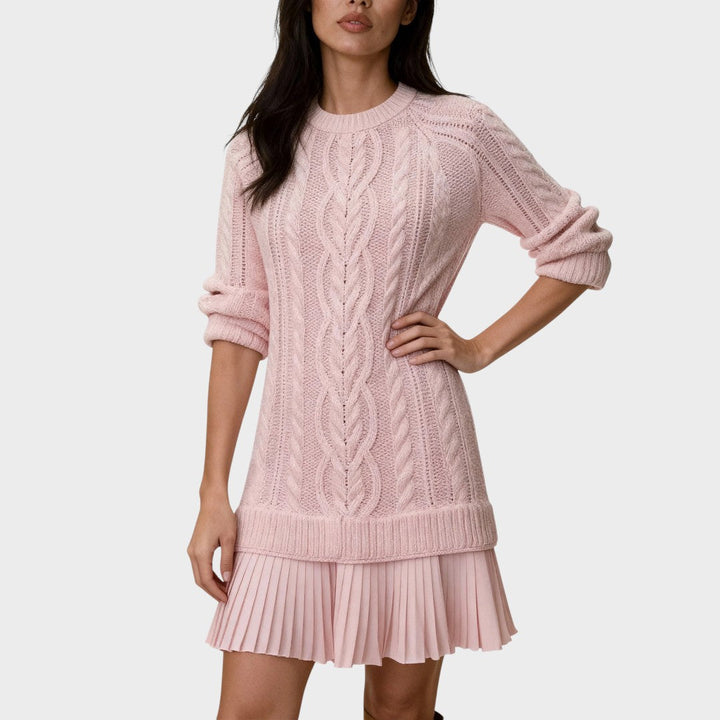 Connie | Vestido Suéter de Punto con Bajo Plisado
