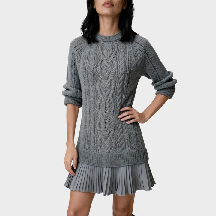 Connie | Vestido Suéter de Punto con Bajo Plisado