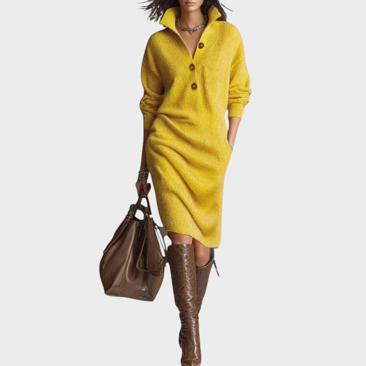 Aymará | Vestido Midi de Punto con Botones