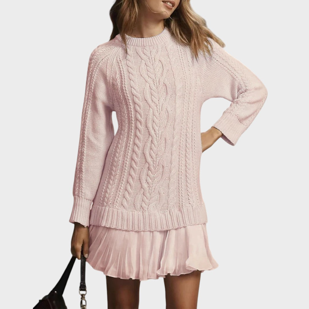 Connie | Vestido Suéter de Punto con Bajo Plisado