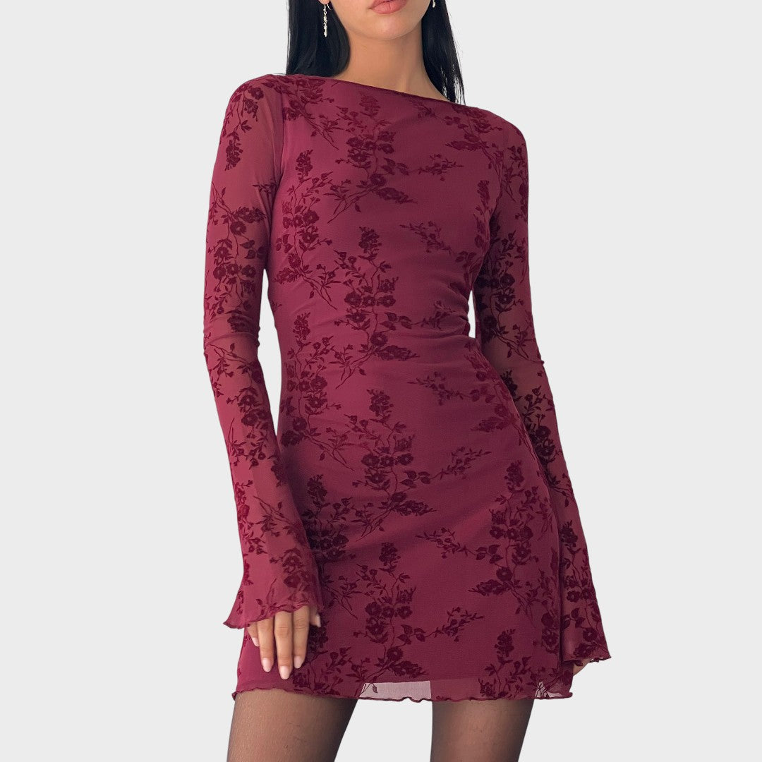 Azucena | Mini Vestido con Estampado Botánico