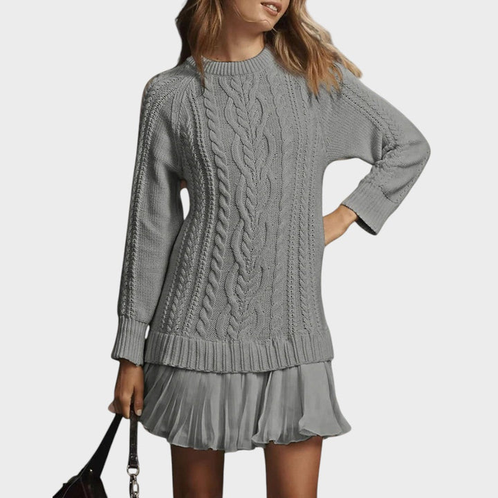 Connie | Vestido Suéter de Punto con Bajo Plisado