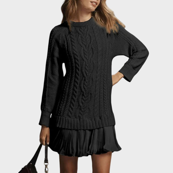 Connie | Vestido Suéter de Punto con Bajo Plisado