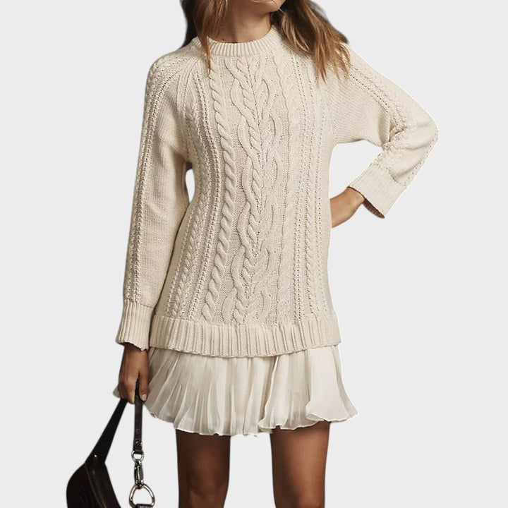Connie | Vestido Suéter de Punto con Bajo Plisado