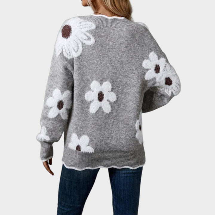 Fiamma | Suéter de Punto Floral con Escote en V