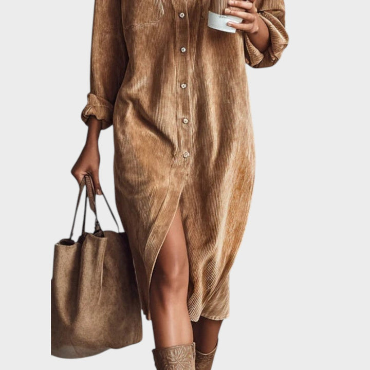 Eulalia | Vestido Camisero Midi de Pana