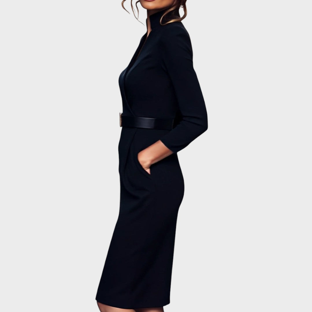Delmira | Vestido Midi con Escote Envolvente y Cinturón