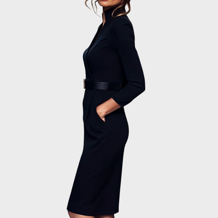 Delmira | Vestido Midi con Escote Envolvente y Cinturón