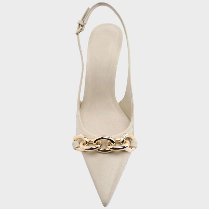 Guadalupe | Zapatos de Taco Metalizados con Cadena