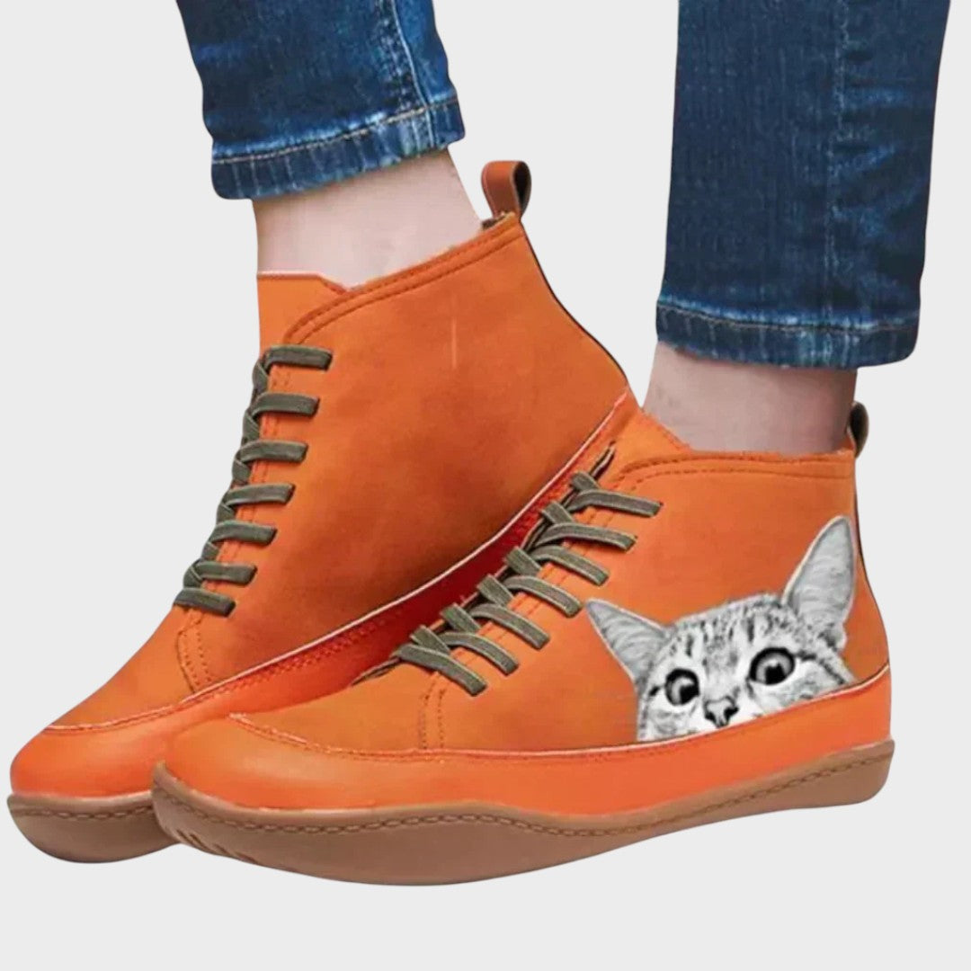 Mia | Botinetas de Cuero con Estampado