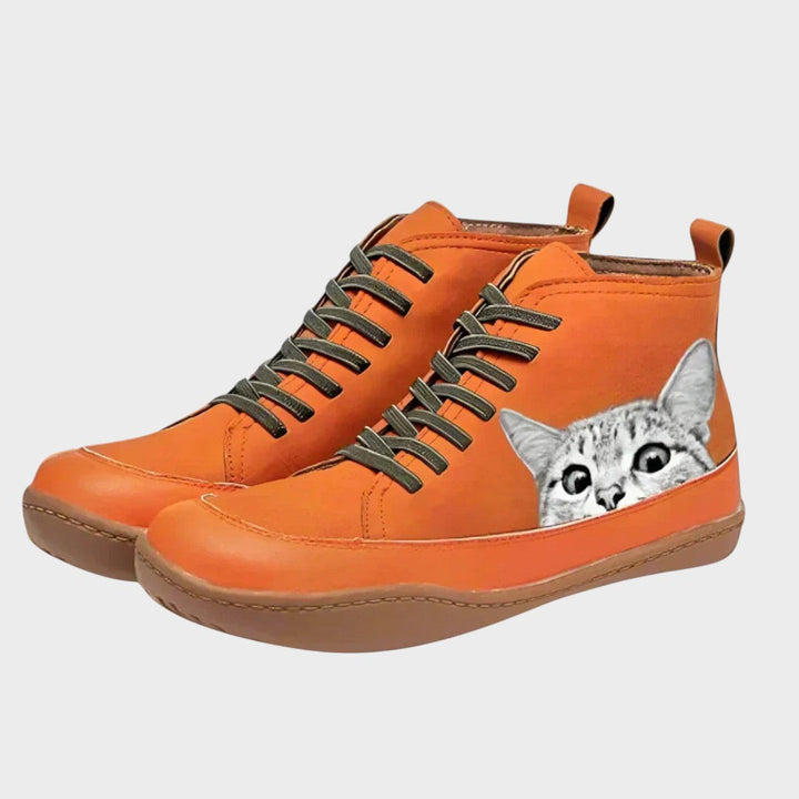 Mia | Botinetas de Cuero con Estampado