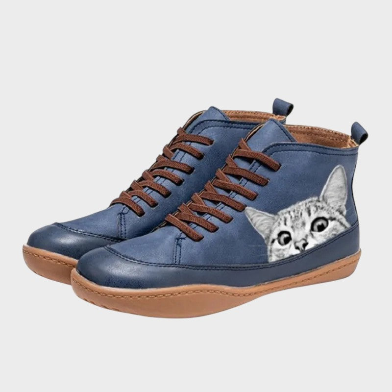 Mia | Botinetas de Cuero con Estampado