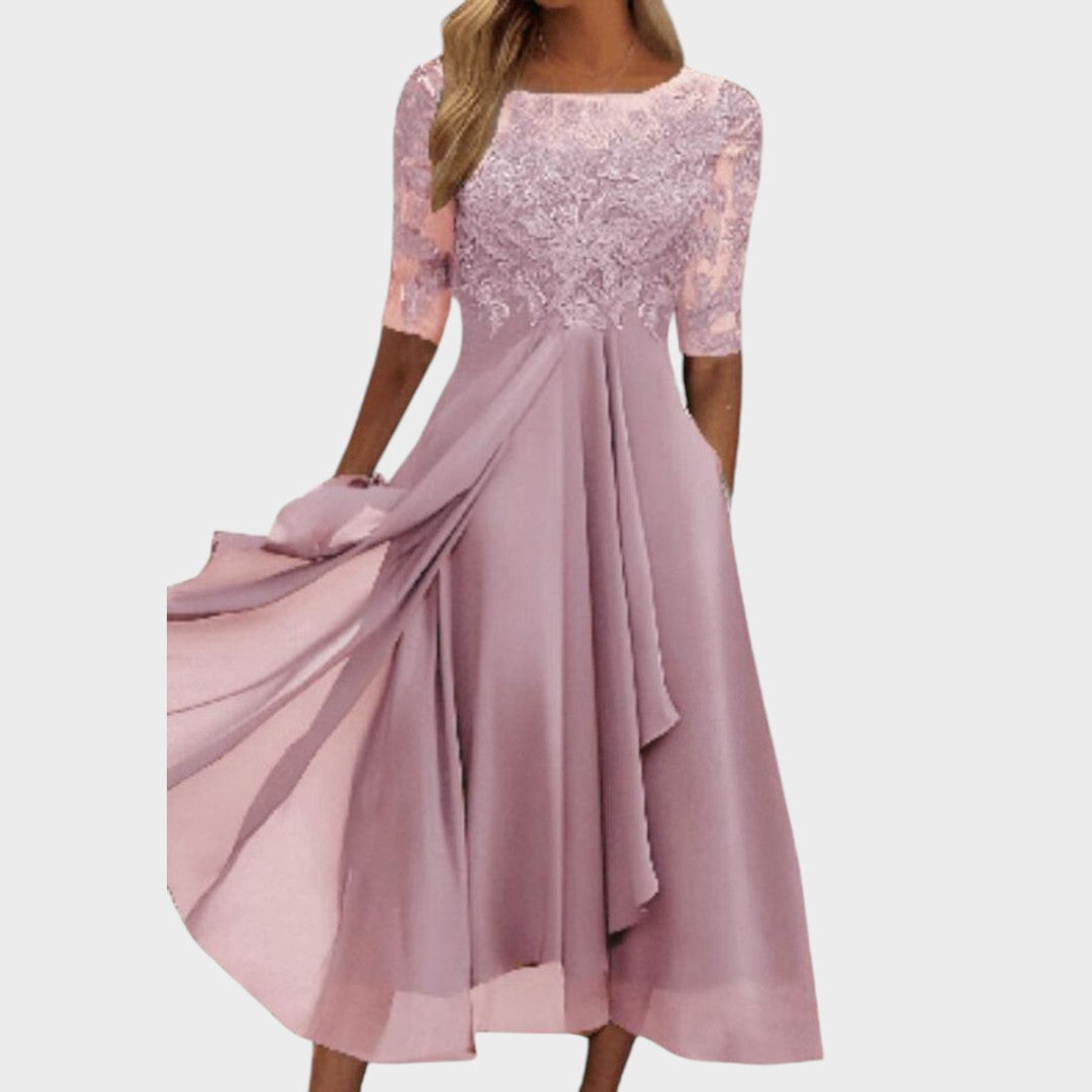 Berenice | Vestido Midi con Detalles de Encaje