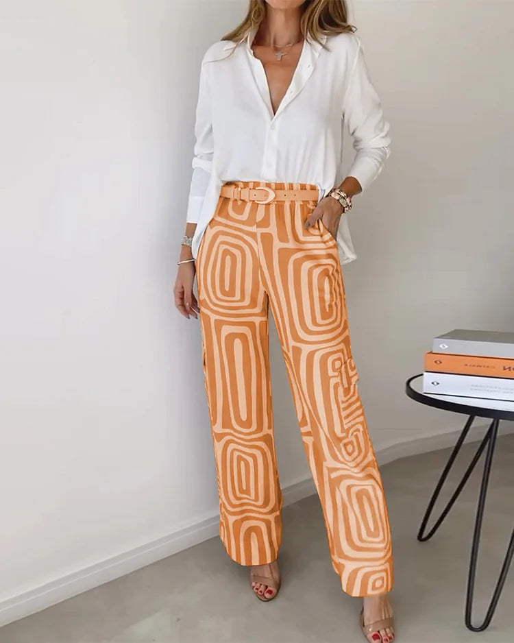 Kendra | Conjunto Elegante de Dos Piezas – Blusa Estilosa y Pantalones Chic