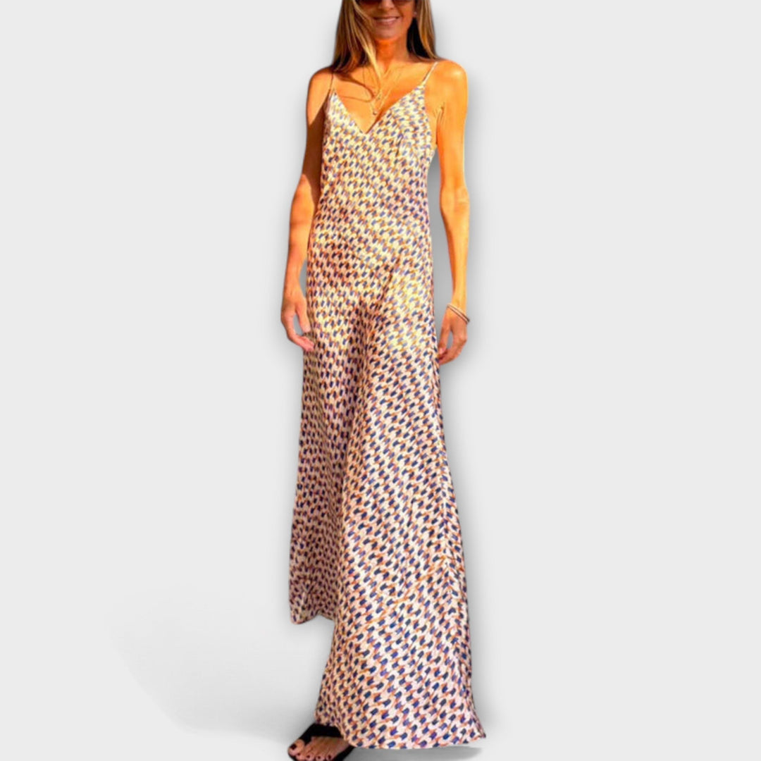 Liliana | Vestido Largo con Estampado Geométrico