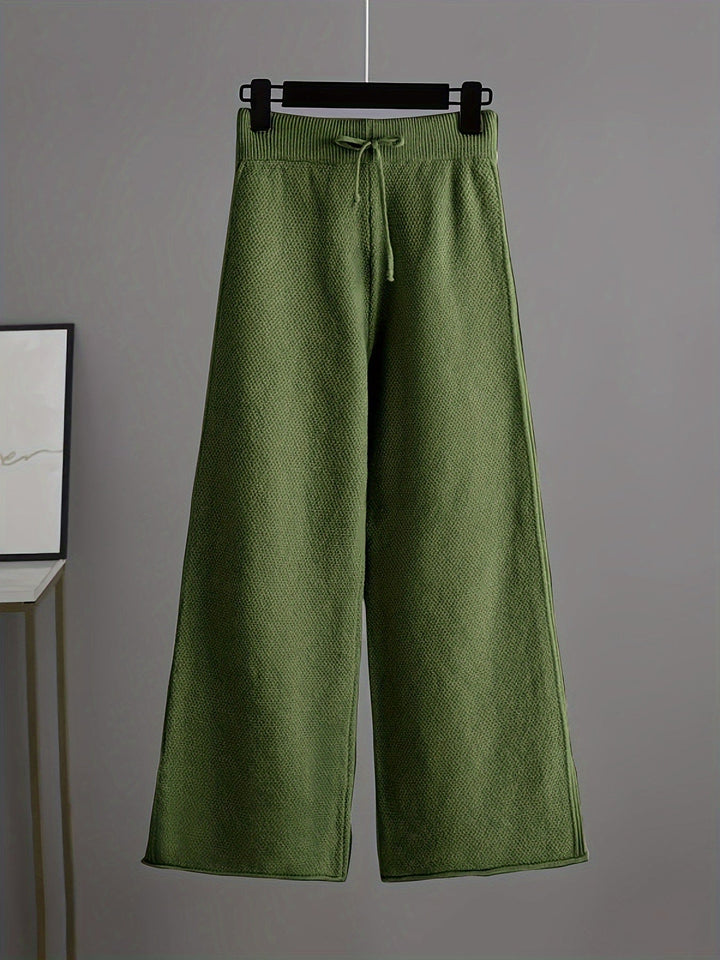 Conjunto de Ropa de Casa de Punto Acogedor Emily – Suéter Relajado y Pantalones de Pierna Ancha