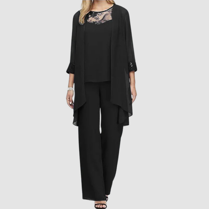 Iva | Conjunto Elegante de Tres Piezas – Top, Chaqueta y Pantalones Coordinados