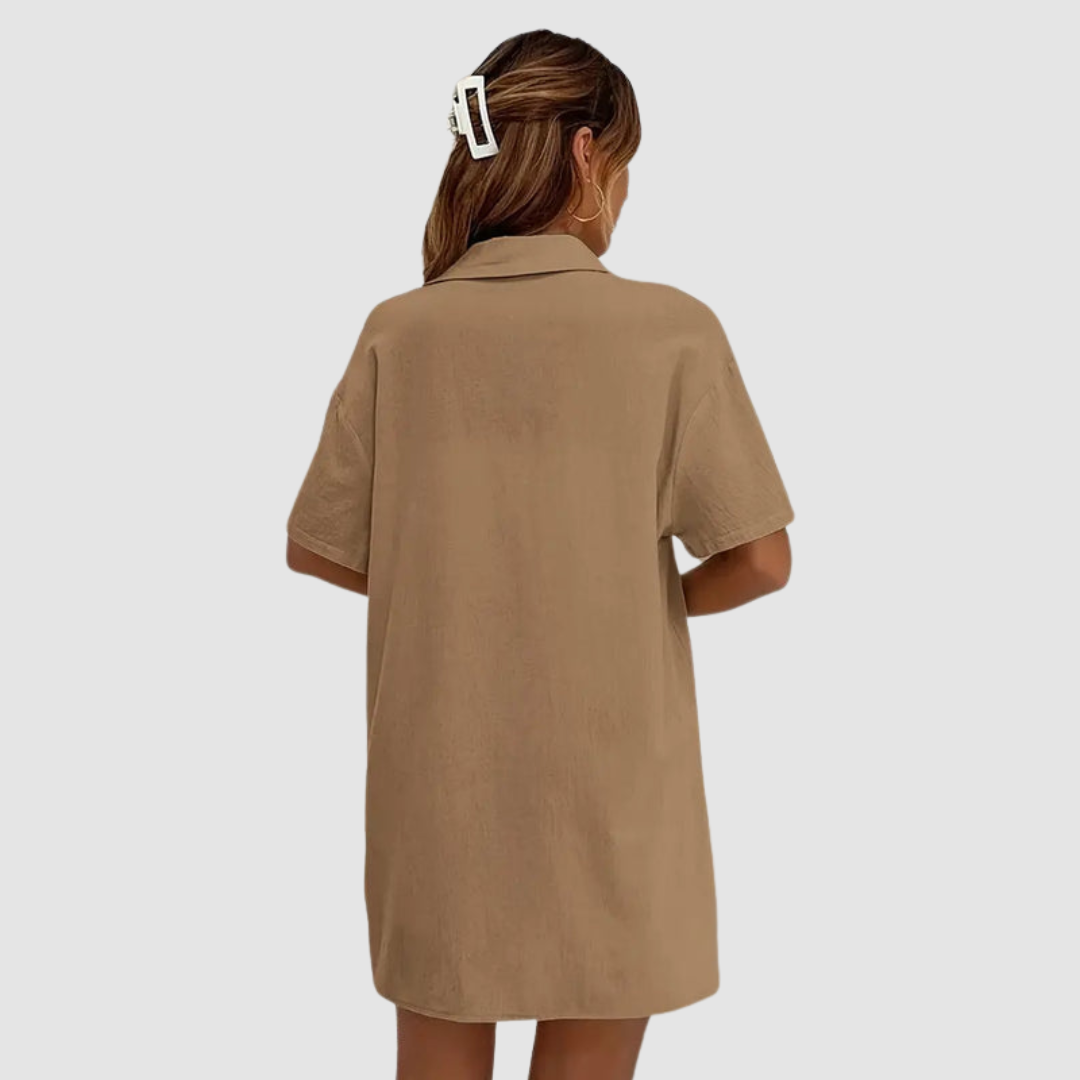 Frances | Conjunto Elegante de Verano de Dos Piezas – Top de Manga Corta con Botones y Pantalones Cortos con Cuerda