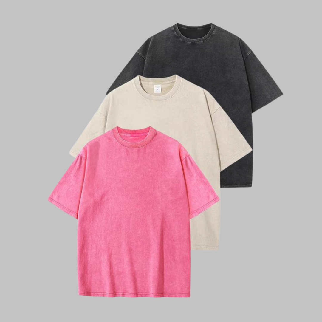 Afina | Camiseta Unisex de Cuello Redondo Oversized Lavada para Mujeres