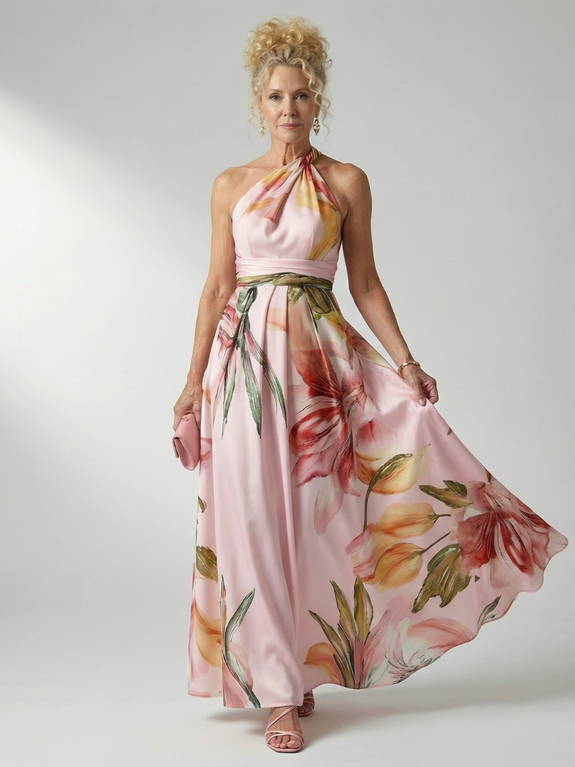 Guadalupe | Vestido Largo Floral con Escote Halter