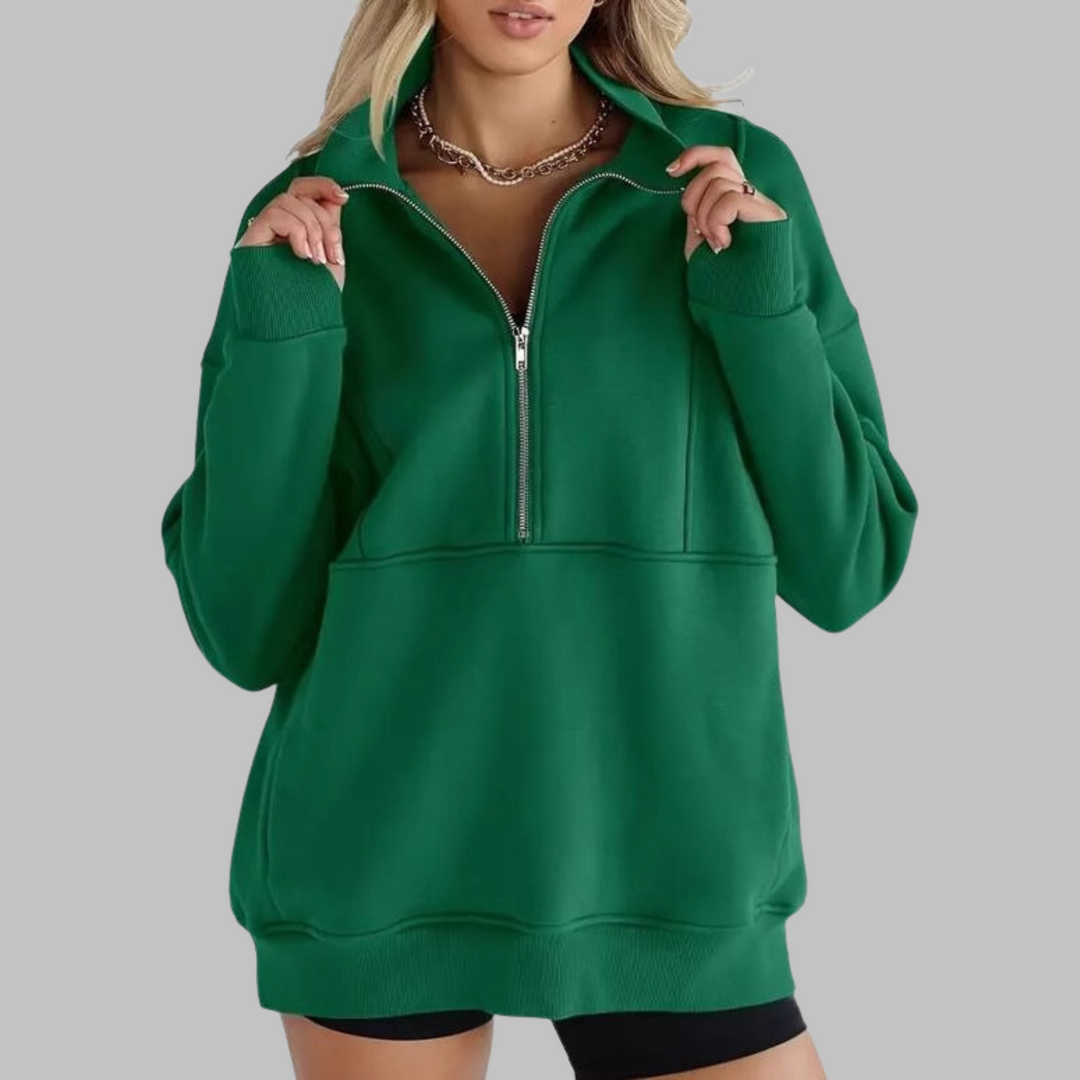 Psalm | Sudadera de Manga Larga Oversized con Media Cremallera y Cuello Cómodo
